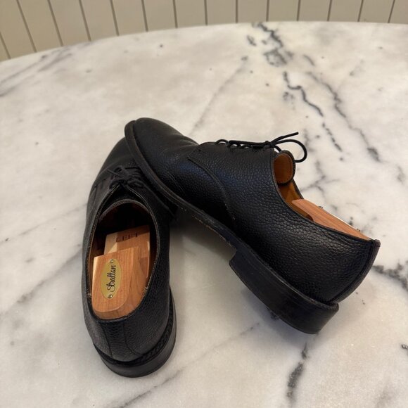 Steven Alan Mens Dress Shoes 10 Black Pebble Grain Leather Plain Toe Blucher main image 9